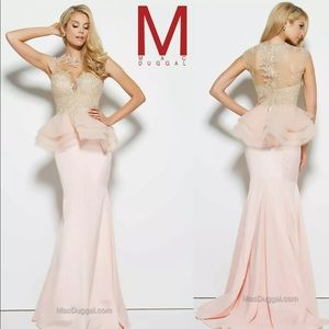 New Mac Duggar peplum pink gold lace gown size 8